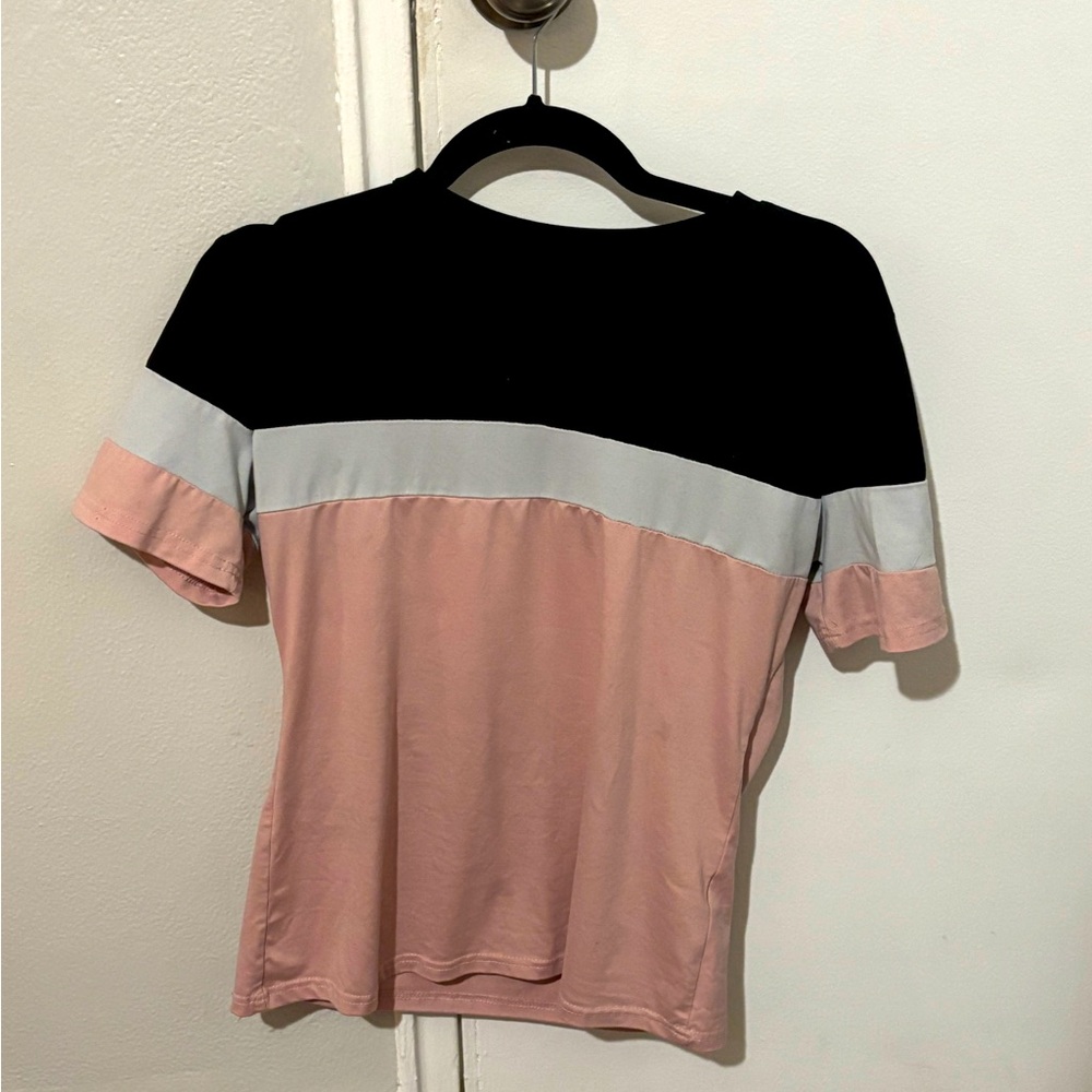 Black, White, and Pink T-Shirt 
Size Small